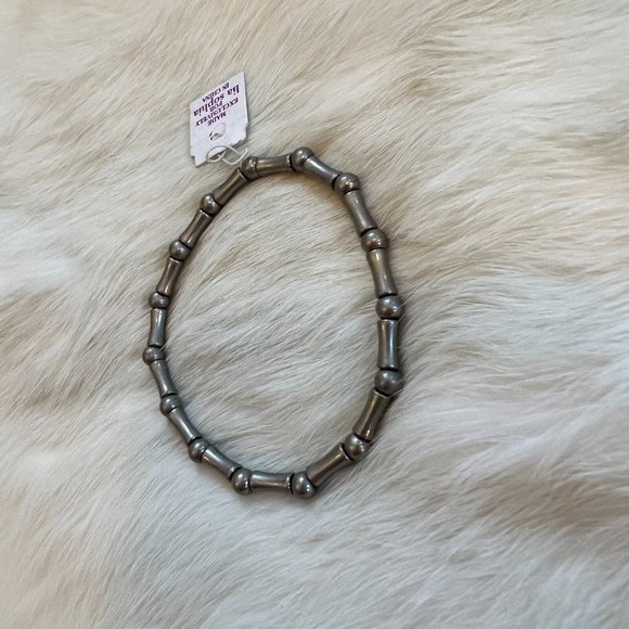 LIa Sophia Dot Dash Bead Stretch Bracelet Silver Tone Metal Minimalist 14832 - Picture 7 of 11